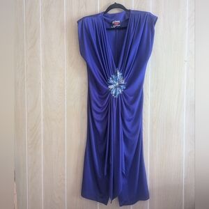 VTG 70s 80s Climax David Howard Vivid Purple Cocktail Disco Ruched Women's 13/14